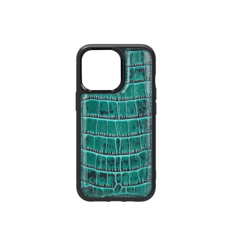 More TR Apple iPhone 13 Kılıf Wiwu Croco Pattern Calfskin Orjinal Deri Kapak