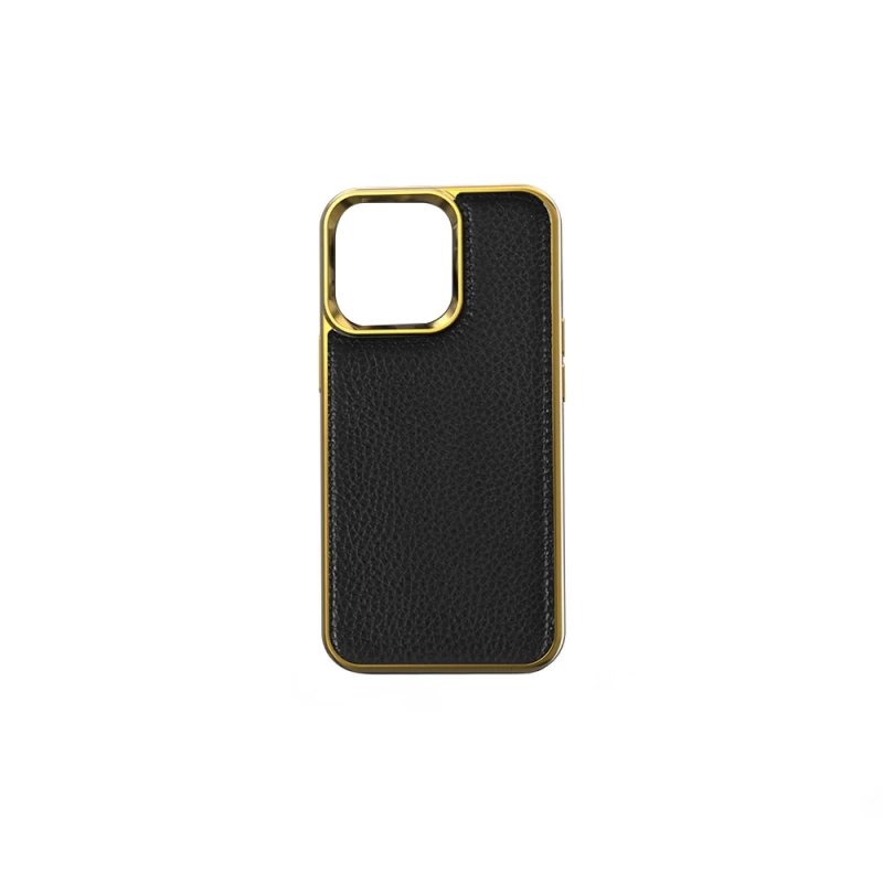 More TR Apple iPhone 13 Kılıf Wiwu Genuine Leather Gold Calfskin Orjinal Deri Kapak