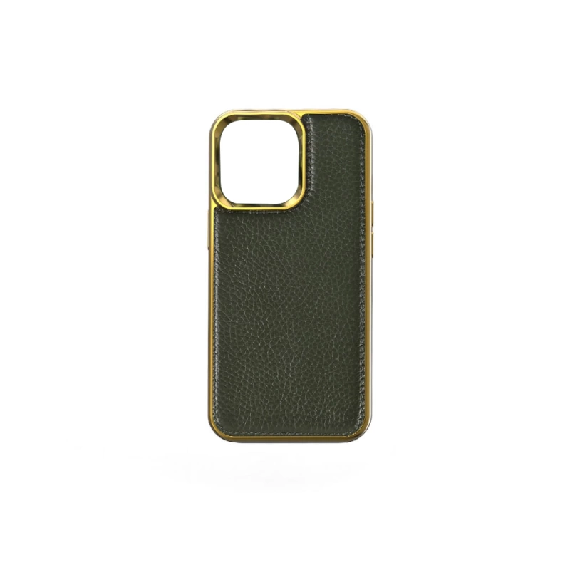 More TR Apple iPhone 13 Mini Kılıf Wiwu Genuine Leather Gold Calfskin Orjinal Deri Kapak