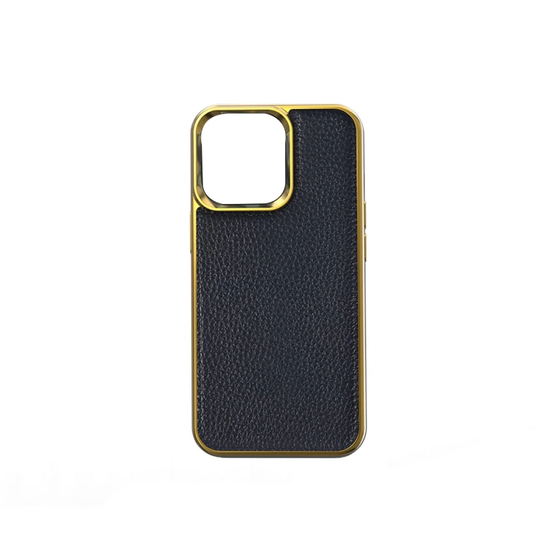 More TR Apple iPhone 13 Mini Kılıf Wiwu Genuine Leather Gold Calfskin Orjinal Deri Kapak