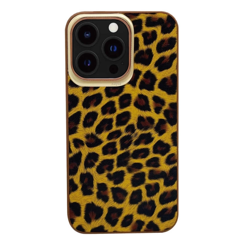 More TR Apple iPhone 13 Pro Kılıf Kajsa Glamorous Serisi Leopard Combo Kapak