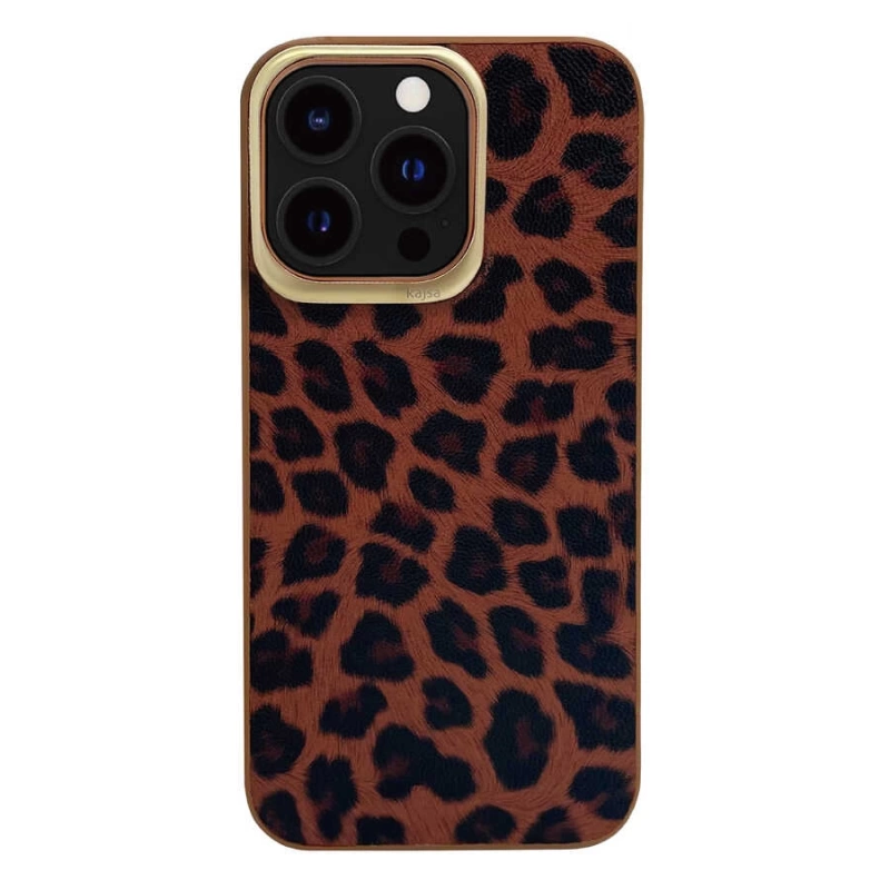 More TR Apple iPhone 13 Pro Kılıf Kajsa Glamorous Serisi Leopard Combo Kapak