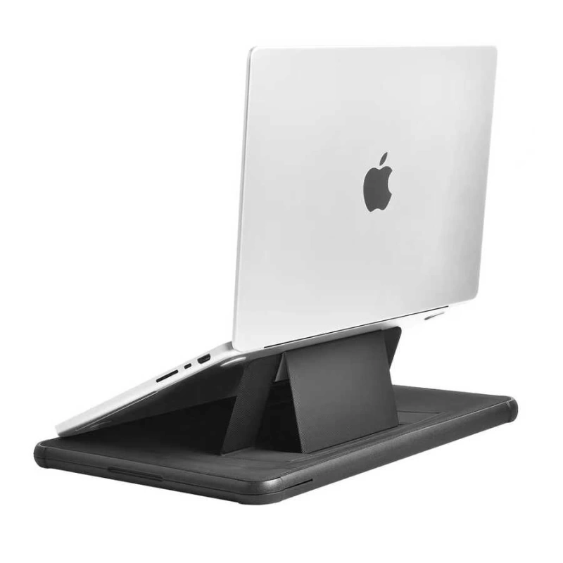 More TR Apple Macbook Pro 14.2 2023 A2779 Wiwu Defender Stand Case Taşınabilir Standlı Magnetik PU Laptop Çantası