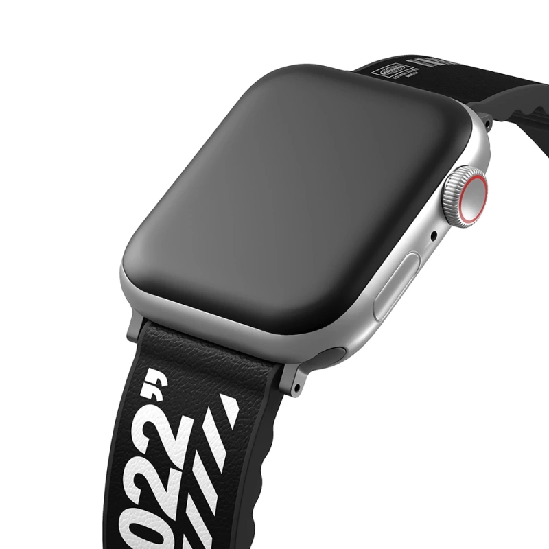 More TR Apple Watch 42mm SkinArma Taihi Sora Yazı Desenli Deri Görünümlü Silikon Kordon