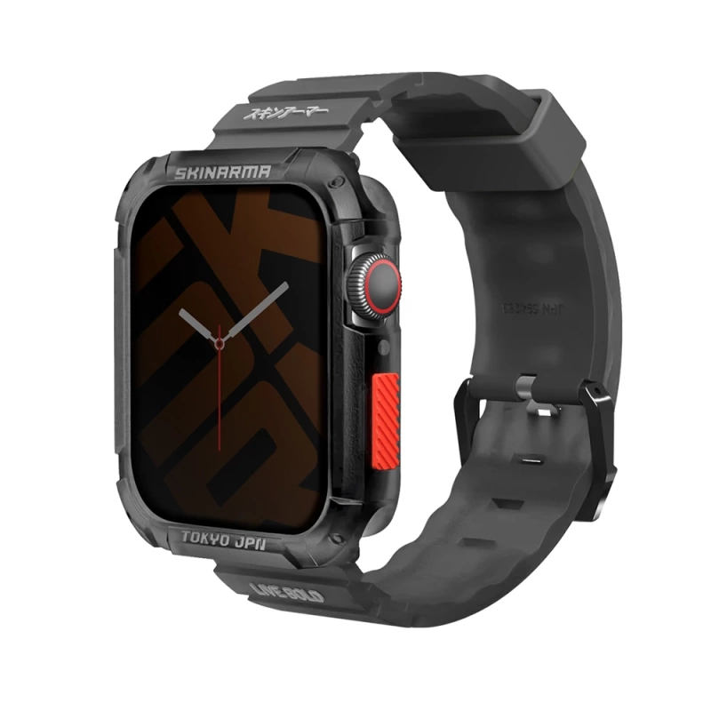 More TR Apple Watch 44mm SkinArma Kurono Sert PC Kasa Koruyucu + Shokku Silikon Kordon