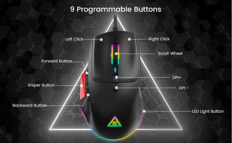 More TR Eksa EM600 Kablolu 12 Modlu RGB Işıklı Oyuncu Mouse 12000 DPI