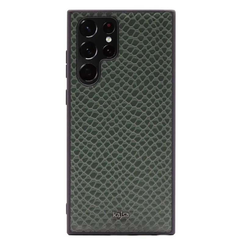 More TR Galaxy S22 Ultra Kılıf ​Kajsa Pearl Pattern Hakiki Deri Kapak