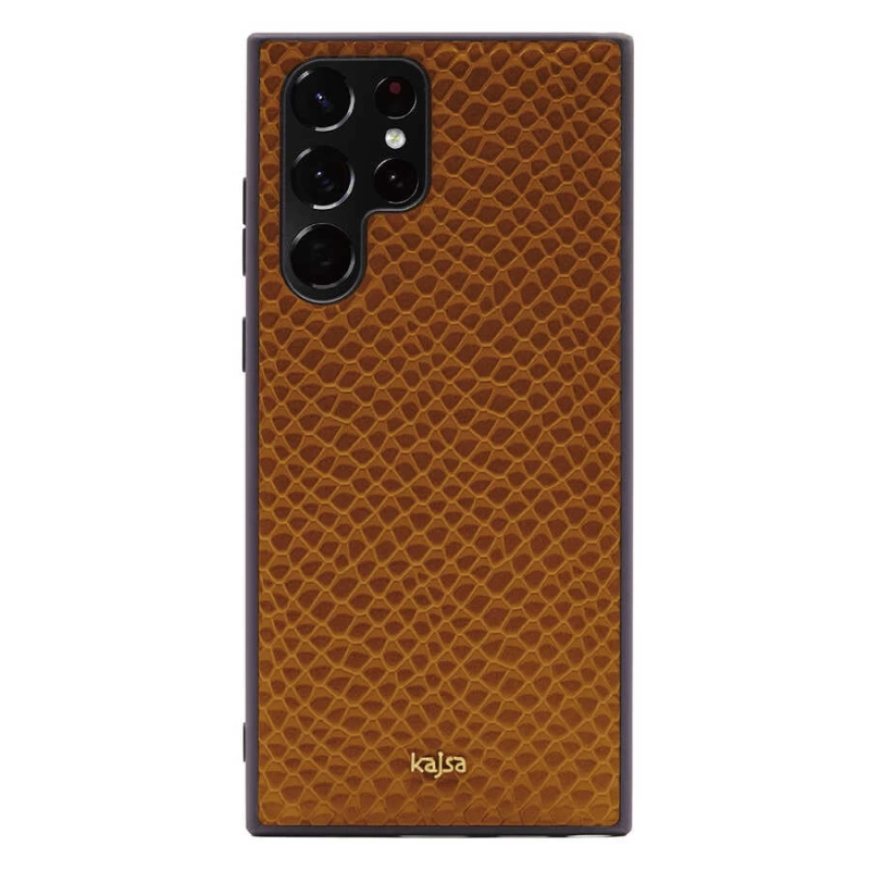 More TR Galaxy S22 Ultra Kılıf ​Kajsa Pearl Pattern Hakiki Deri Kapak