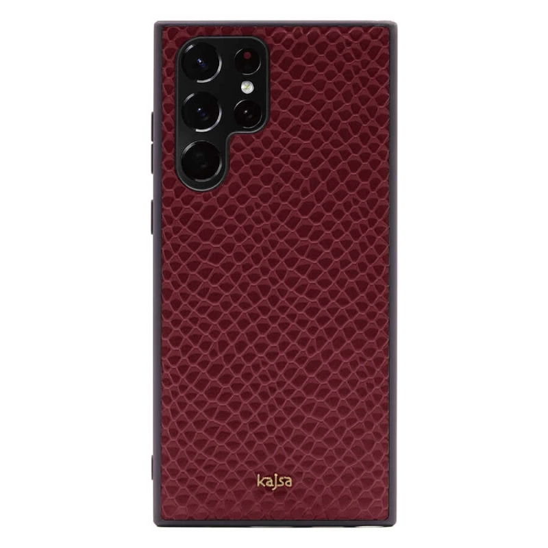 More TR Galaxy S22 Ultra Kılıf ​Kajsa Pearl Pattern Hakiki Deri Kapak