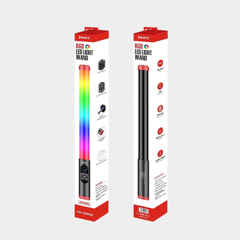 More TR Jmary FM-128RGB OLED Ekran Göstergeli RGB Led Işıklı Su Geçirmez Aydınlatma Çubuğu