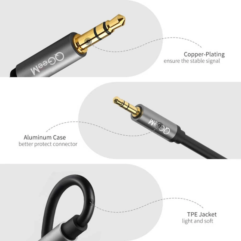 More TR Qgeem QG-AU02 3.5mm To 6.35mm Aux Audio Kablo 1M