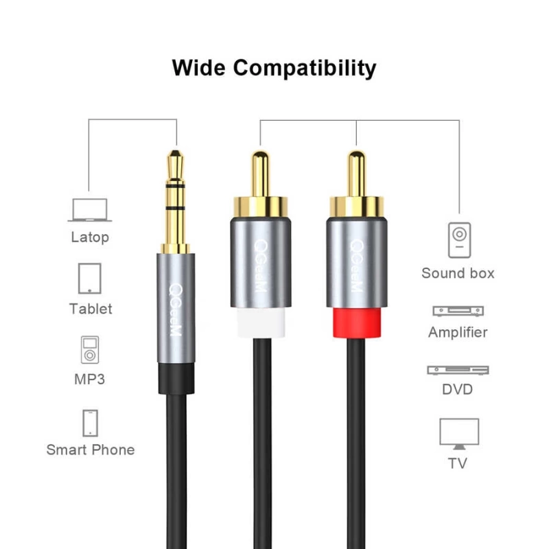 More TR Qgeem QG-AU09 3.5mm To RCA Aux Audio Kablo 5M