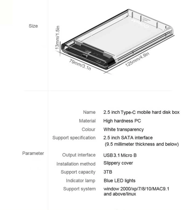 More TR Qgeem QG-ST05 2.5 inç Sata Harddisk Veri Aktarım Kutusu