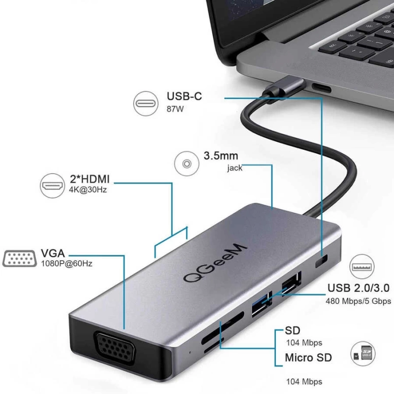 More TR Qgeem QG-UH09 9 in 1 Usb Hub