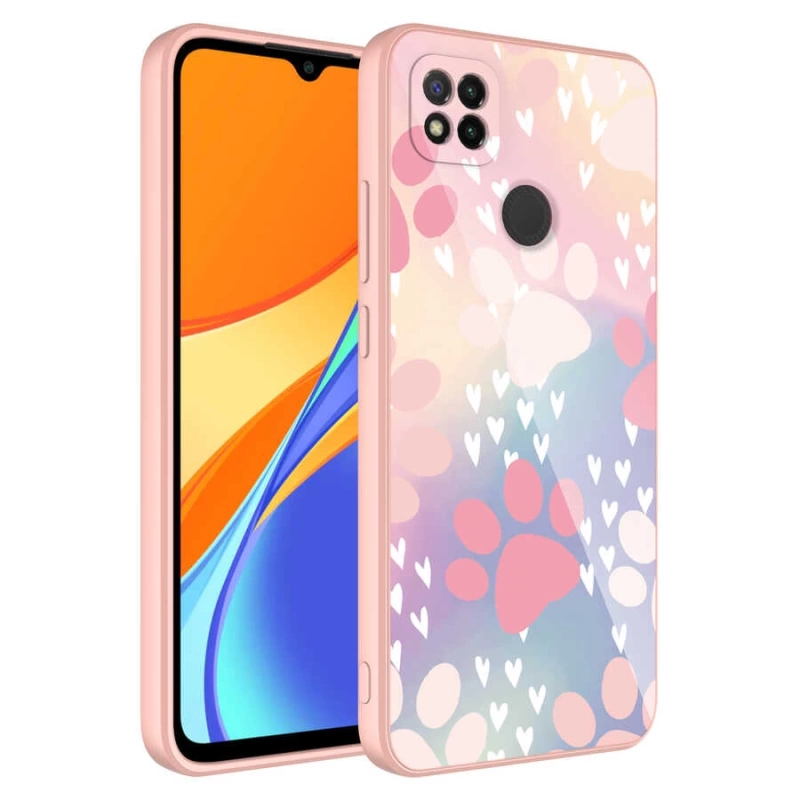 More TR Xiaomi Redmi 9C Kılıf Kamera Korumalı Desenli Sert Silikon Zore Epoksi Kapak