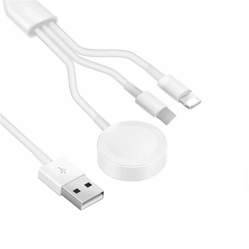 More TR Zore Akıllı Saat 3 in 1 Lightning-Type-C-Wireless USB Şarj Kablosu