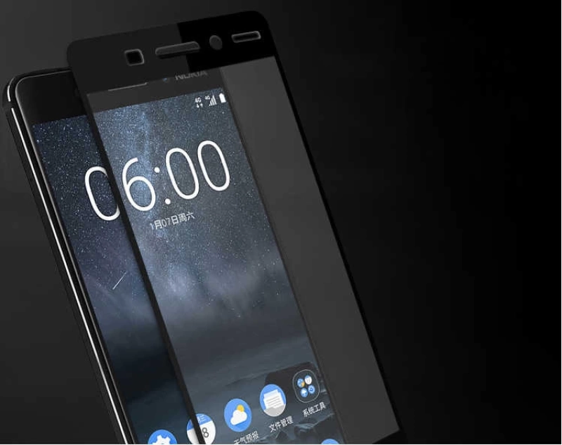 Nokia 6 Zore Ekranı Tam Kaplayan Düz Cam Koruyucu