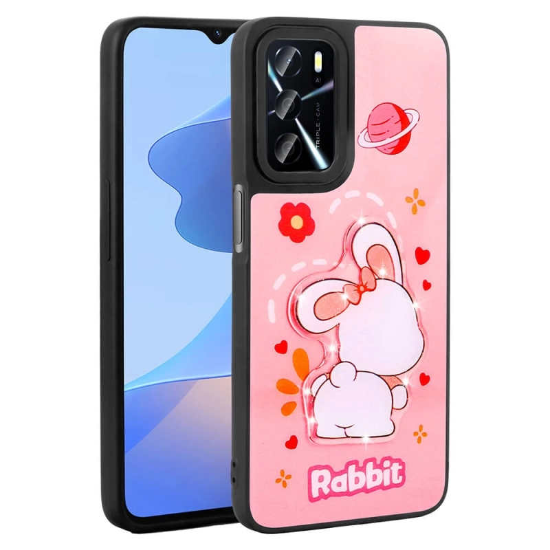 Oppo A16 Case Shining Embossed Zore Amas Silicone Cover with Iconic Figure