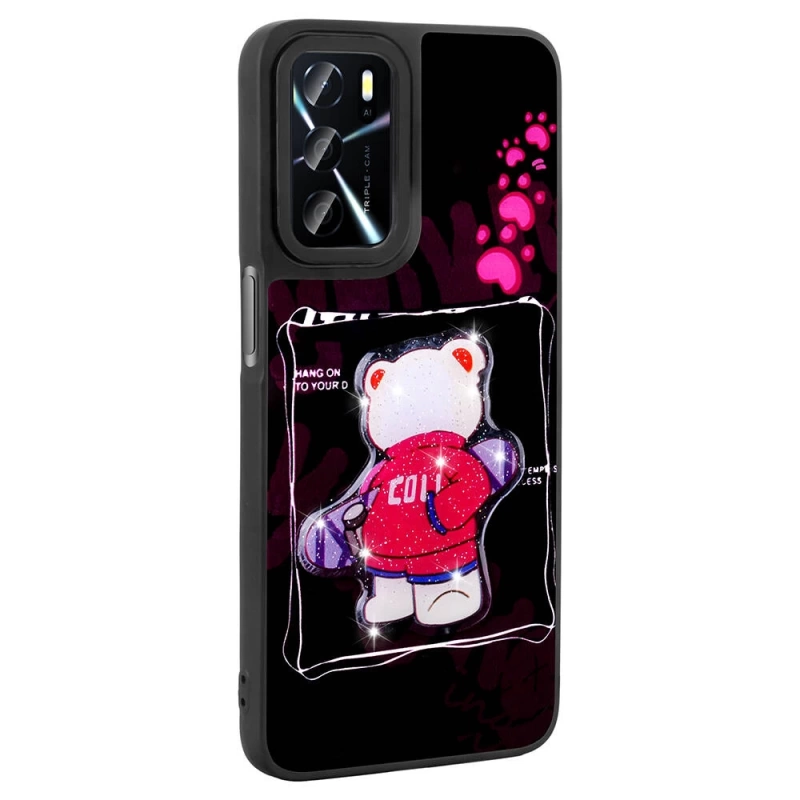 Oppo A16 Case Shining Embossed Zore Amas Silicone Cover with Iconic Figure