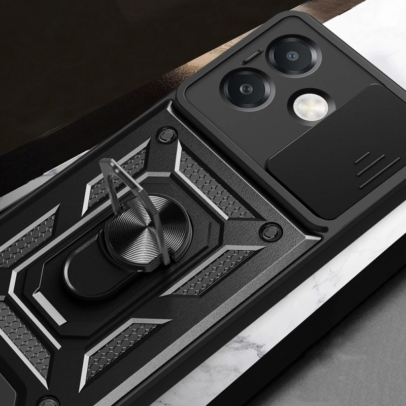 Oppo A3 Kılıf Magnetik Standlı Kamera Korumalı Zore Sürgülü Vega Kapak