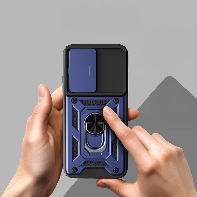Oppo A6 Pro Kılıf Magnetik Standlı Kamera Korumalı Zore Sürgülü Vega Kapak