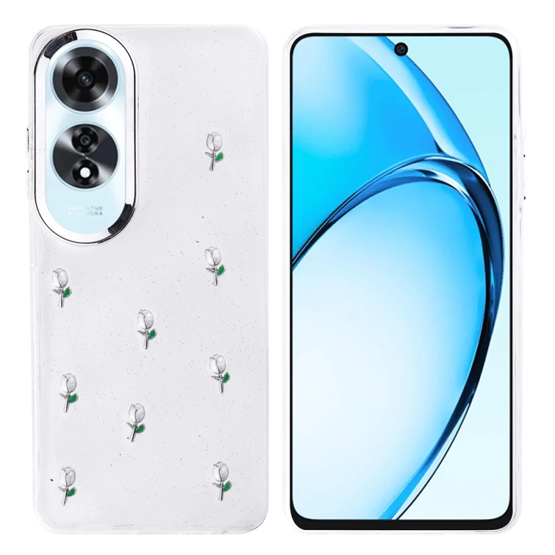 Oppo A60 Kılıf Airbag Tasarımlı Simli Şeffaf Zore Kutup Kapak