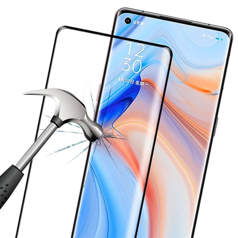 Oppo Reno4 Pro Full Glue 3D Tempered Cam Ekran Koruyucu