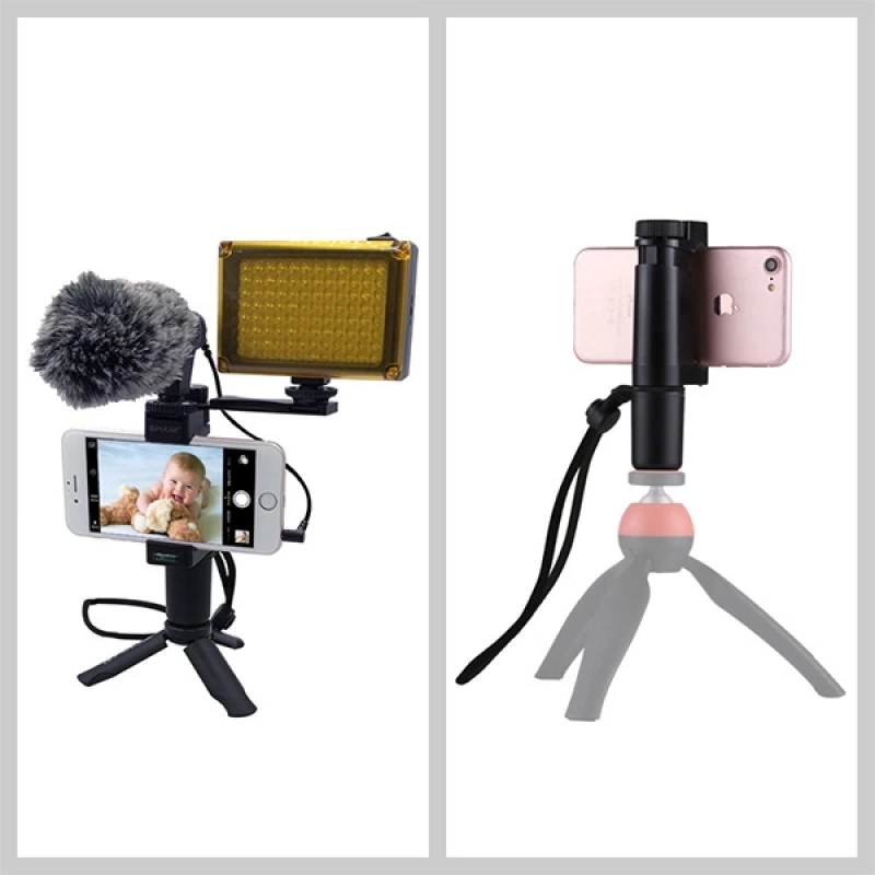 PULUZ Video Grip Telefon Elde Tutucu+ Bileklik Tripod Adaptörü