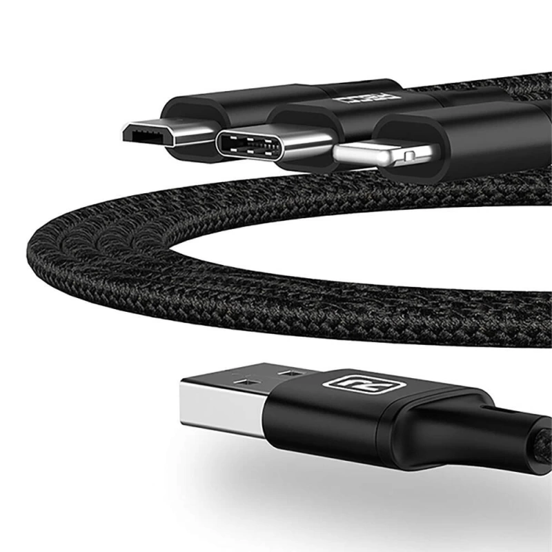 Recci RCS-D120 Fast Wind Serisi 3in1 USB-A to Lightning – Type-C – Micro Şarj ve Data Kablosu 1.2M