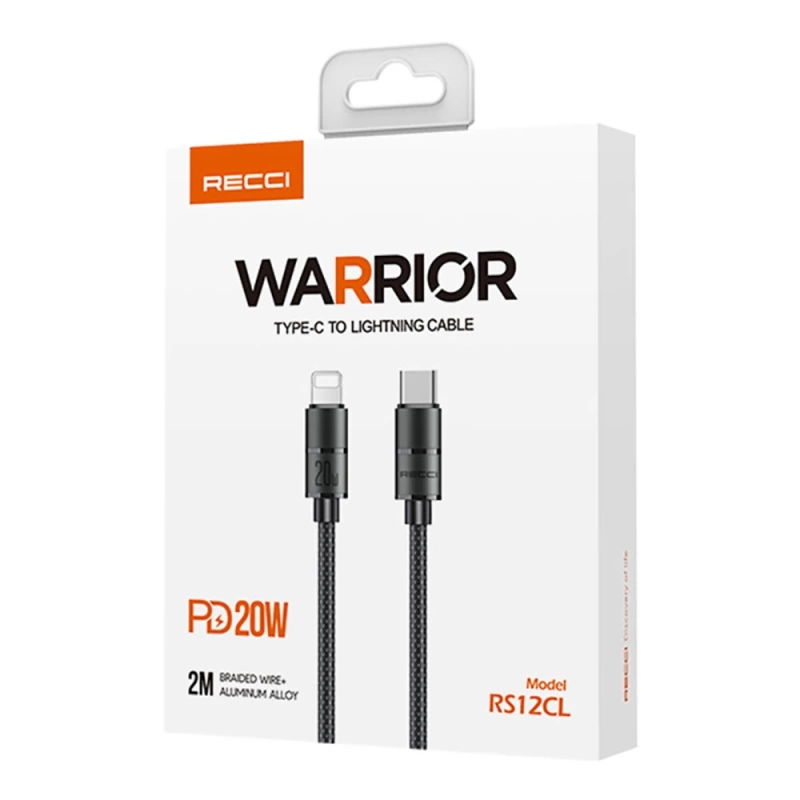 More TR Recci RS12CL Warrior  Serisi 20W Hızlı Şarj Özellikli Type-C To Lightning PD Kablo 2M