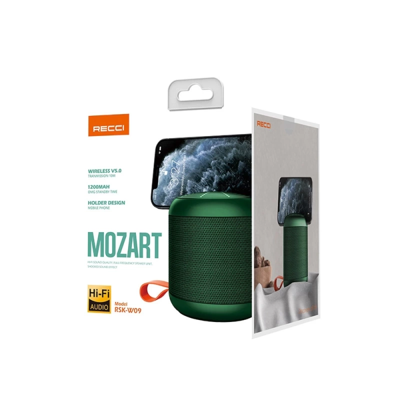 More TR Recci RSK-W09 Mozart Serisi Hi-Fi Askılı Telefon Tutuculu Wireless Bluetooth 5.0 Speaker Hoparlör 1200mAh