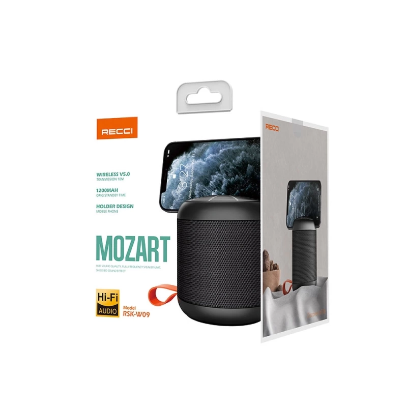 More TR Recci RSK-W09 Mozart Serisi Hi-Fi Askılı Telefon Tutuculu Wireless Bluetooth 5.0 Speaker Hoparlör 1200mAh