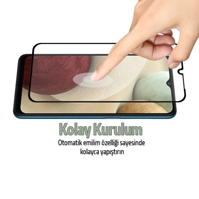 SM Galaxy A12 Full Glue Full Kaplama Tempered Cam Ekran Koruyucu