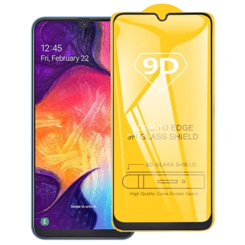 SM Galaxy A20S 9D Full Glue Tempered Cam Ekran Koruyucu