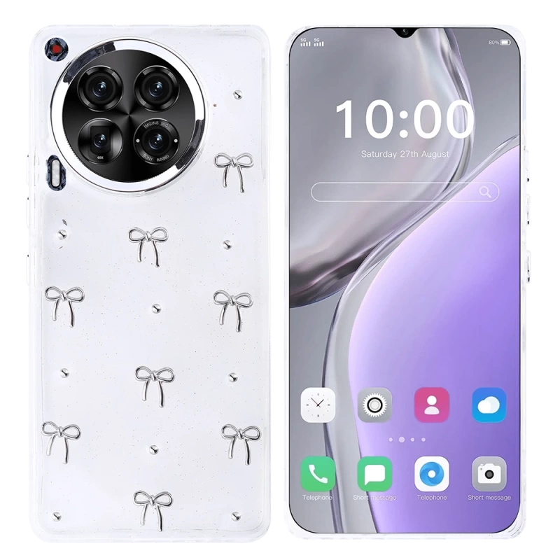 Tecno Camon 30 Kılıf Airbag Tasarımlı Simli Şeffaf Zore Kutup Kapak