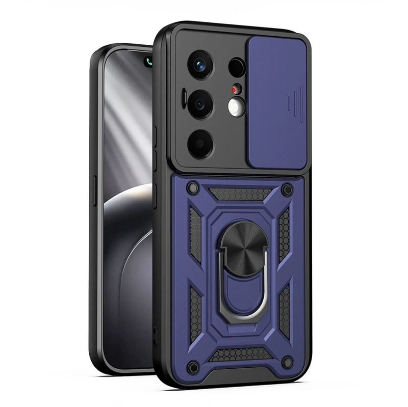 Tecno Camon 50 Kılıf Magnetik Standlı Kamera Korumalı Zore Sürgülü Vega Kapak
