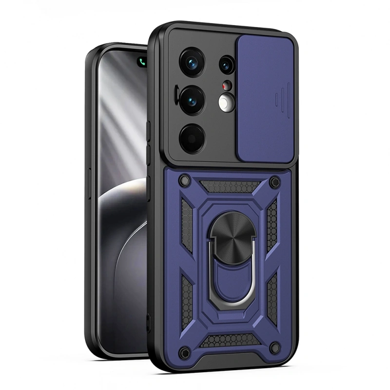 Tecno Camon 50 Pro Kılıf Magnetik Standlı Kamera Korumalı Zore Sürgülü Vega Kapak