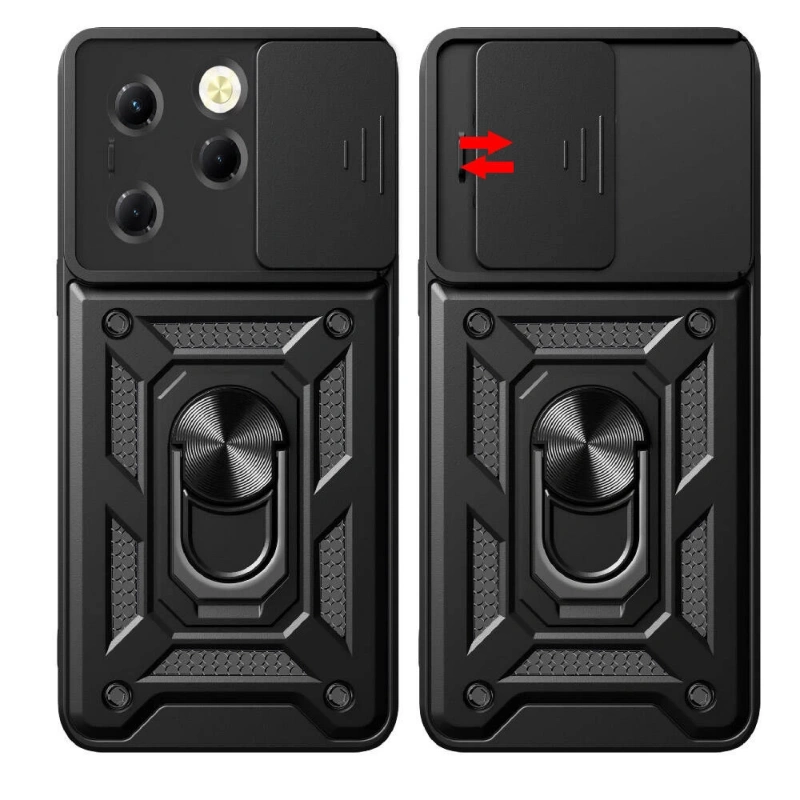 Tecno Spark 20 Pro 4G Kılıf Magnetik Standlı Kamera Korumalı Zore Sürgülü Vega Kapak