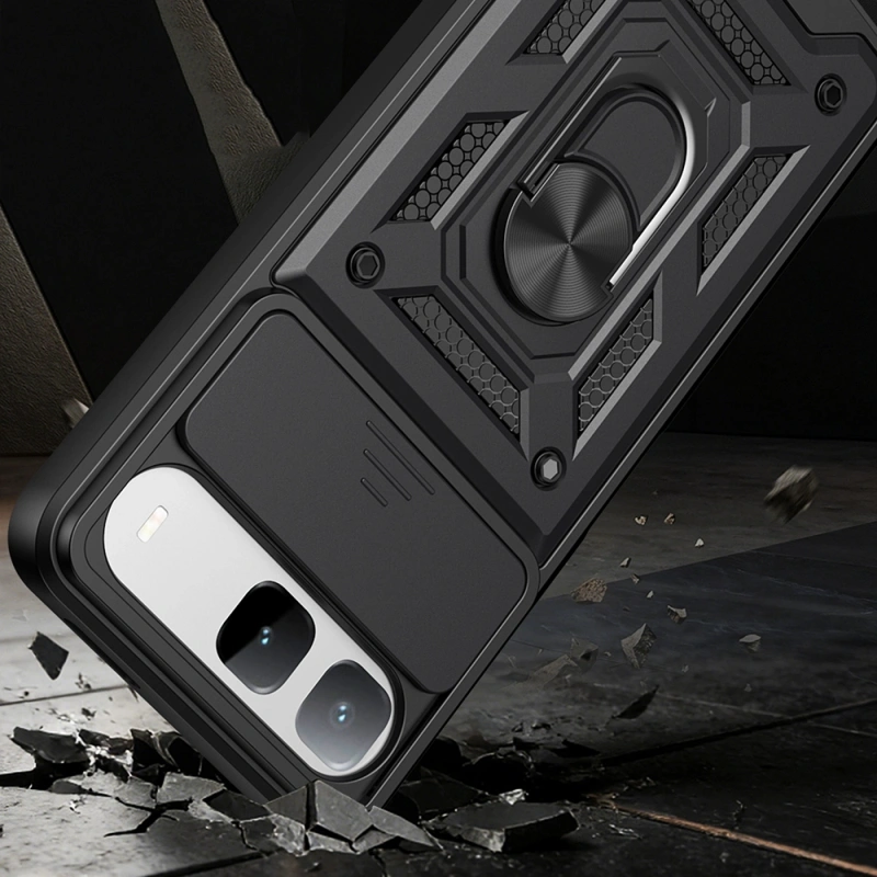 Tecno Spark 40 5G Kılıf Magnetik Standlı Kamera Korumalı Zore Sürgülü Vega Kapak