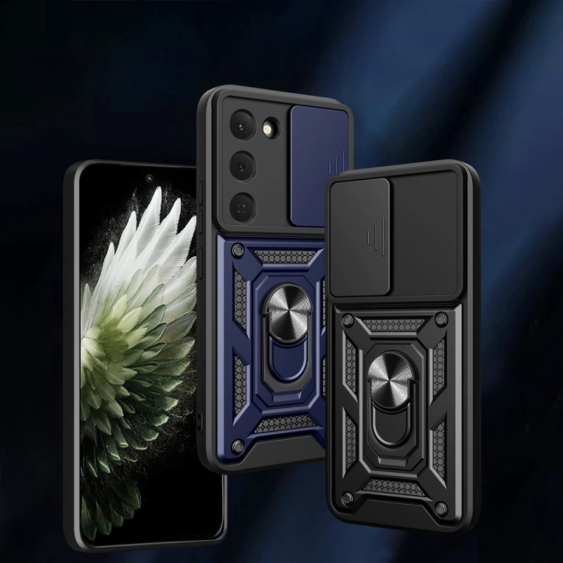 Tecno Spark 40 Pro Kılıf Magnetik Standlı Kamera Korumalı Zore Sürgülü Vega Kapak