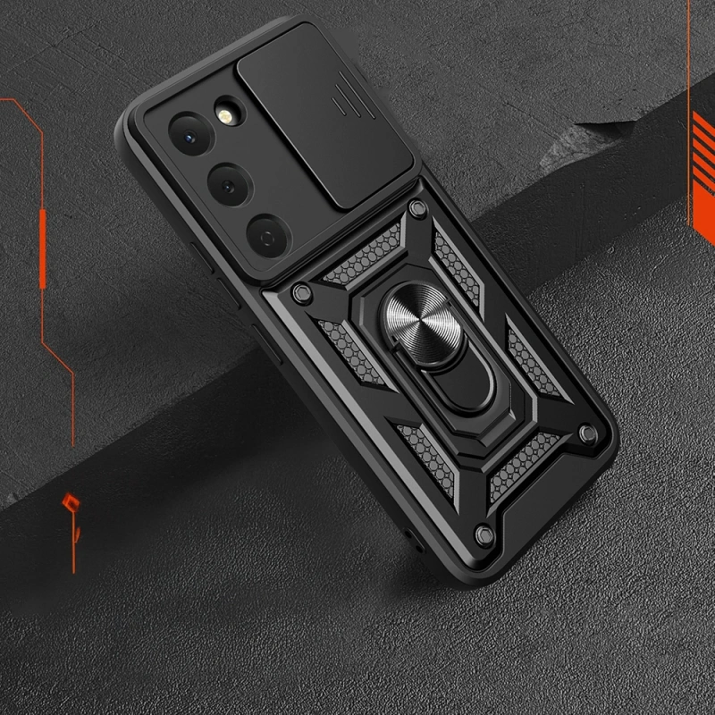 Tecno Spark 40 Pro Kılıf Magnetik Standlı Kamera Korumalı Zore Sürgülü Vega Kapak