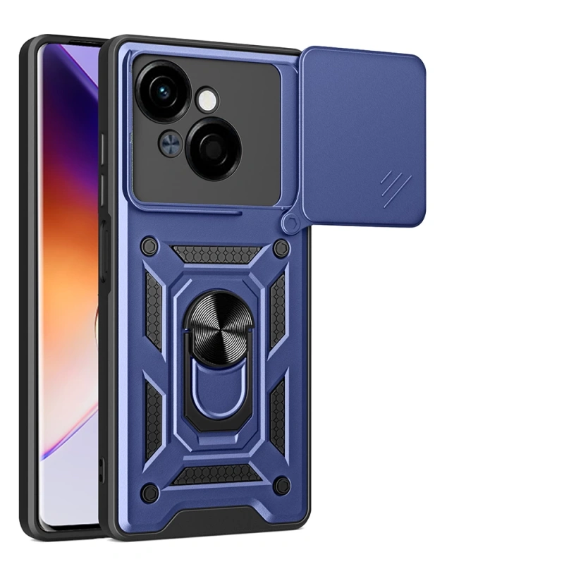 Tecno Spark Go 1 2025 Kılıf Magnetik Standlı Kamera Korumalı Zore Sürgülü Vega Kapak