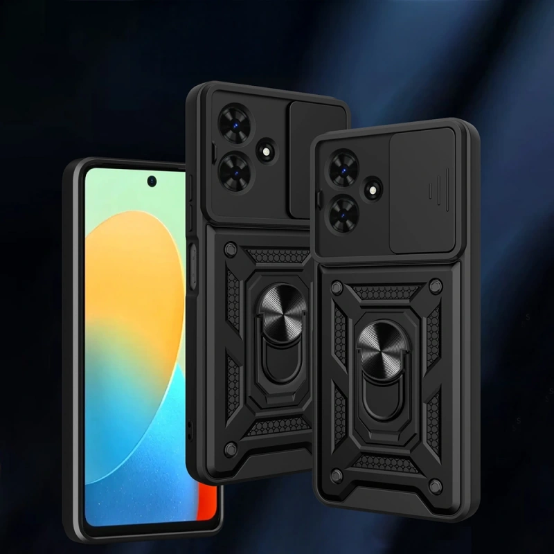 Tecno Spark Go 2 Kılıf Magnetik Standlı Kamera Korumalı Zore Sürgülü Vega Kapak