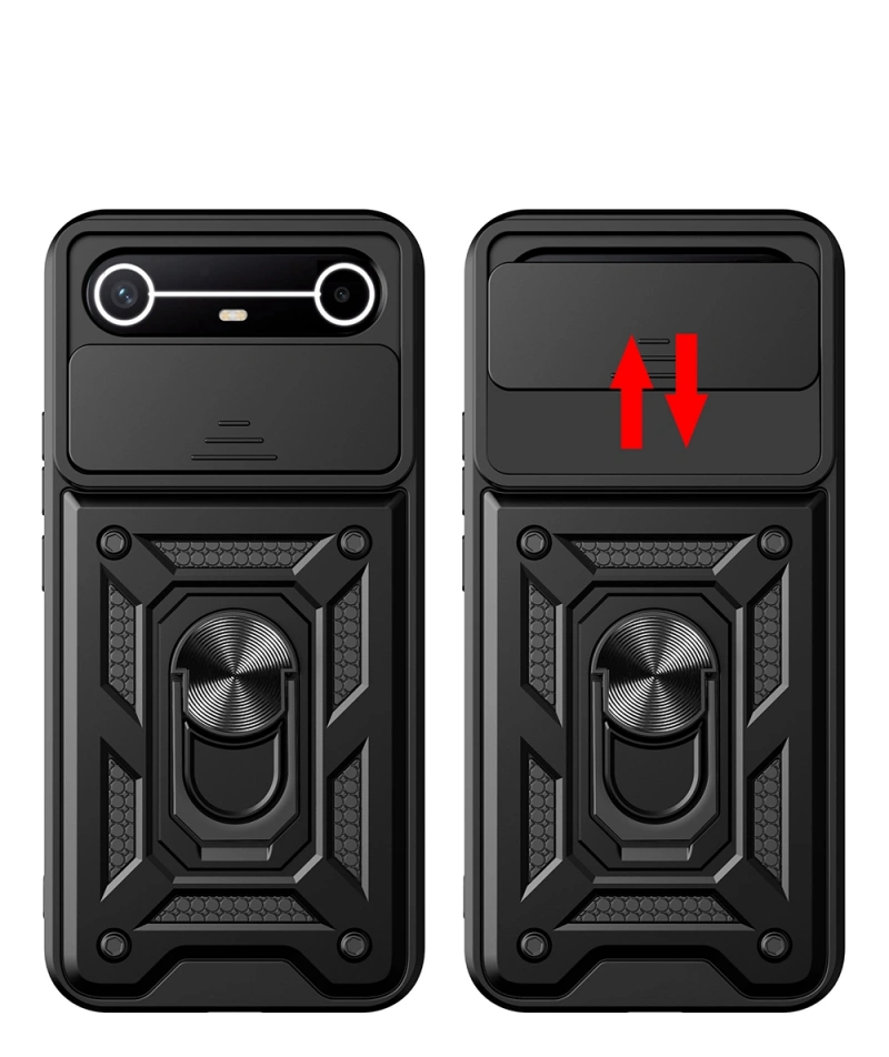 Tecno Spark Slim 5G Kılıf Magnetik Standlı Kamera Korumalı Zore Sürgülü Vega Kapak