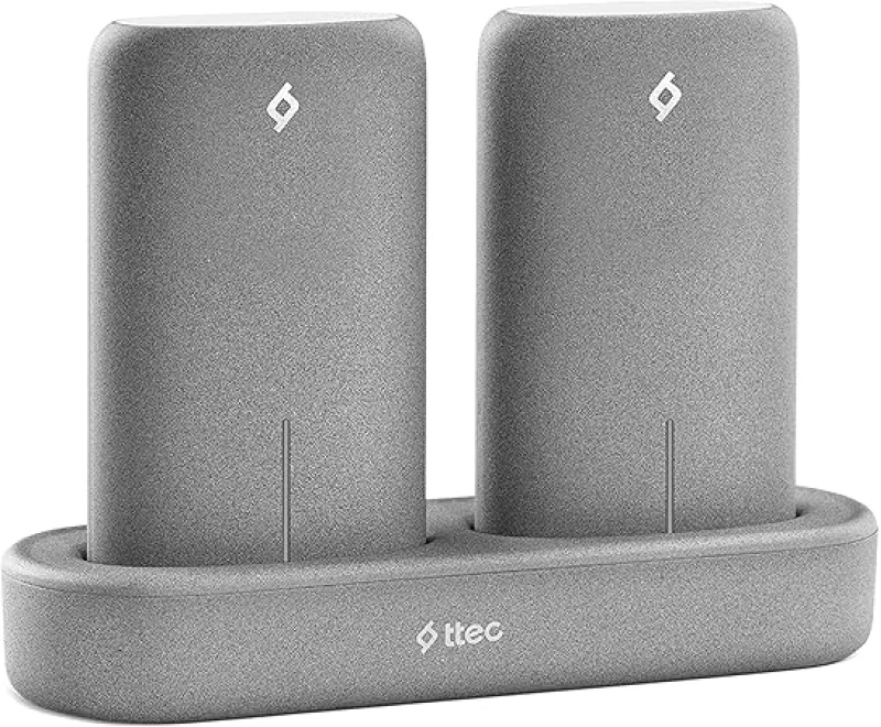 TTEC PowerStones 2 x 5.000 mAh Taşınabilir Şarj Aleti ve Şarj İstasyonu Seti - Gri