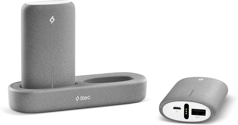 TTEC PowerStones 2 x 5.000 mAh Taşınabilir Şarj Aleti ve Şarj İstasyonu Seti - Gri