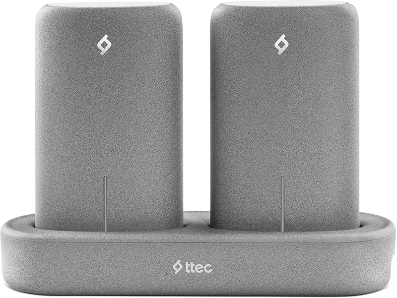 TTEC PowerStones 2 x 5.000 mAh Taşınabilir Şarj Aleti ve Şarj İstasyonu Seti - Gri