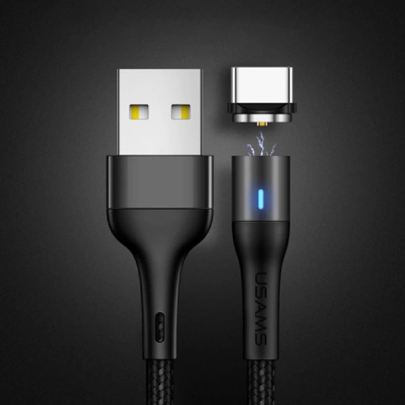 USAMS Aluminium Alloy Mıknatıslı Başlık Usb Type C Şarj Kablosu