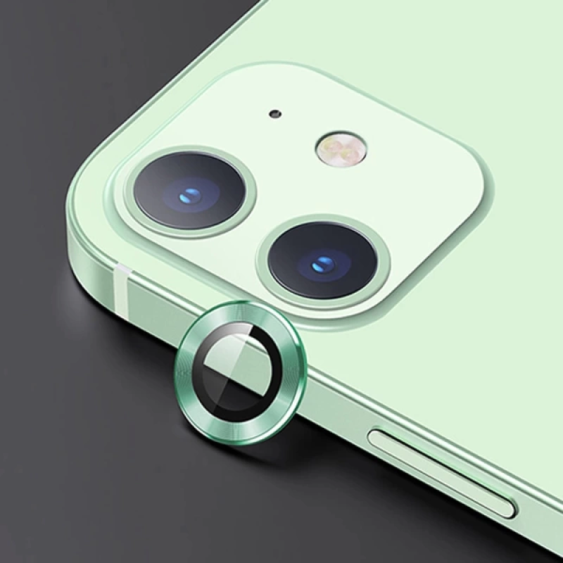 USAMS İPhone 12 - 12 Mini 3D Metal Çerçeveli Kamera Lens Koruyucu