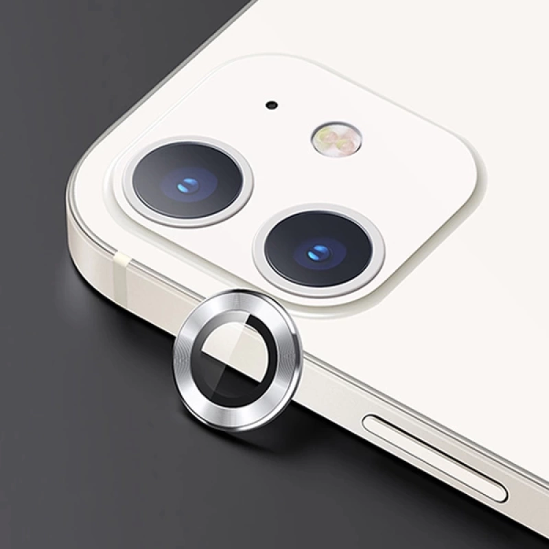 USAMS İPhone 12 - 12 Mini 3D Metal Çerçeveli Kamera Lens Koruyucu